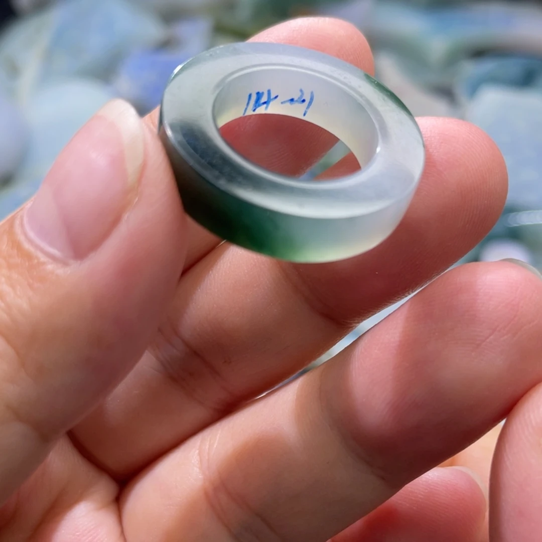 未镶嵌定制翡翠天然翡翠14-21冰蓝绿有纹漏