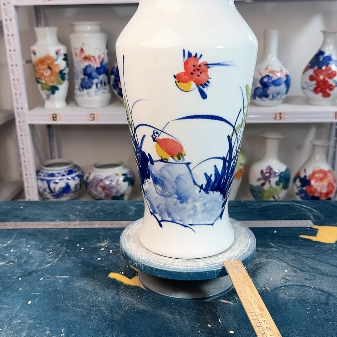 摆件景德镇陶瓷大鱼玉鸟