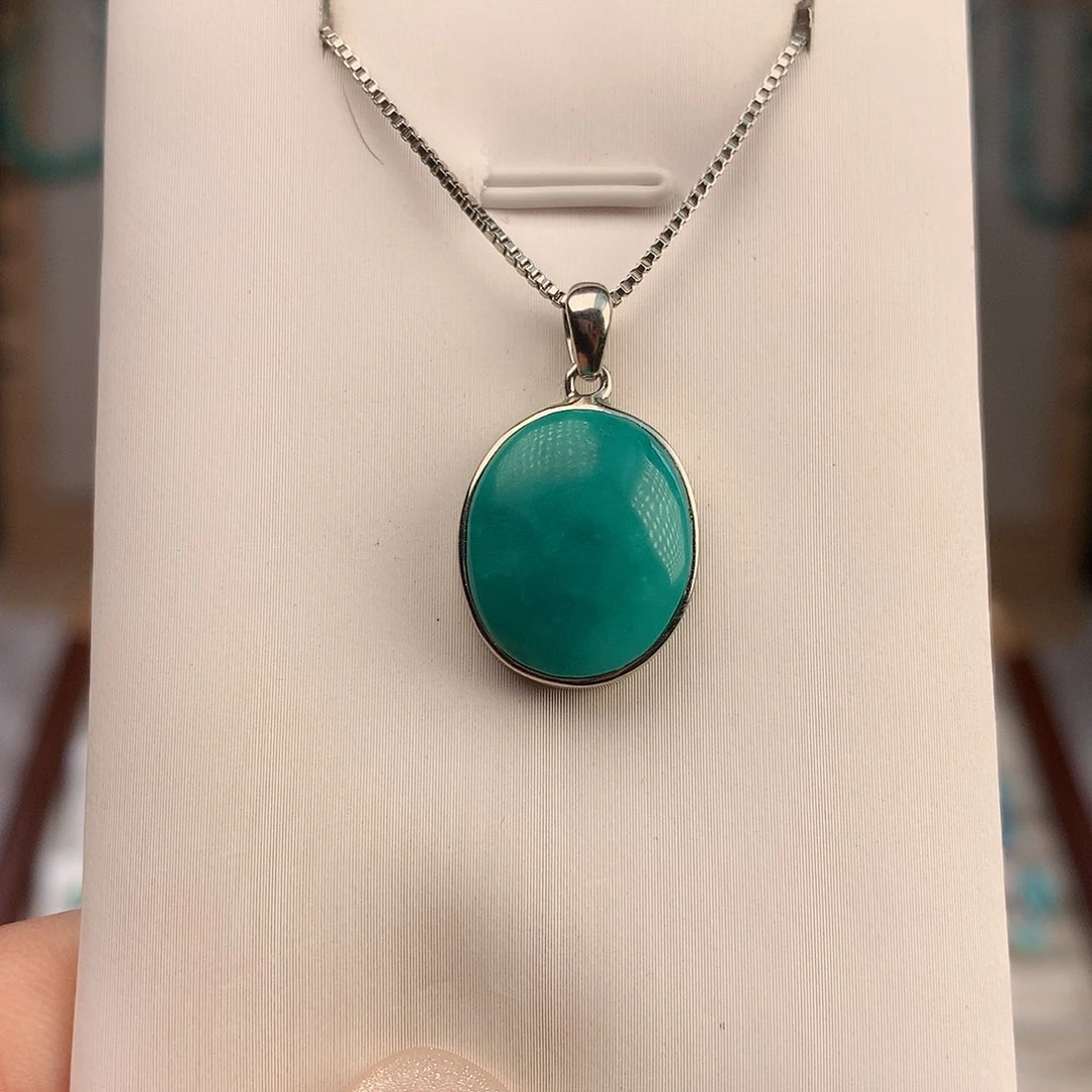 绿松石银S925镶嵌吊坠(不含链)