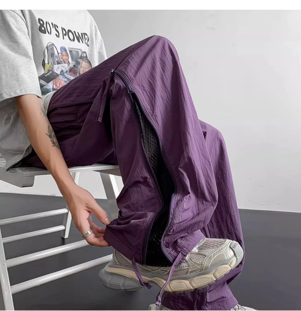 胖MM高街网眼透气休闲裤速干伞兵裤cleanfit设计感小众休闲工装裤