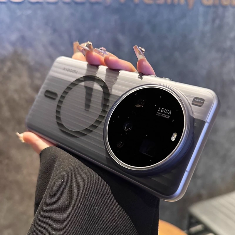 高级感瓦楞冰雾适用小米15ultra带磁吸小米14Pro防指纹13手机硬壳