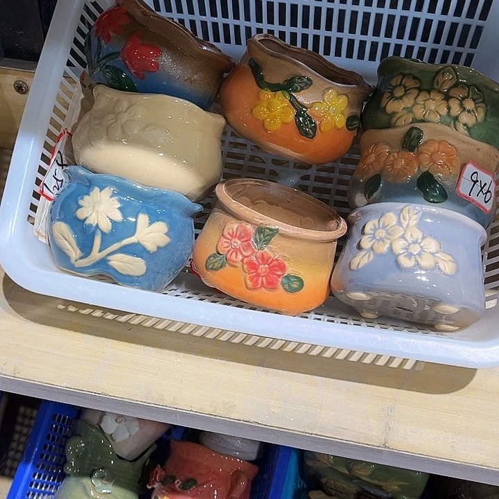 瓷片花盆多肉植物艺术品