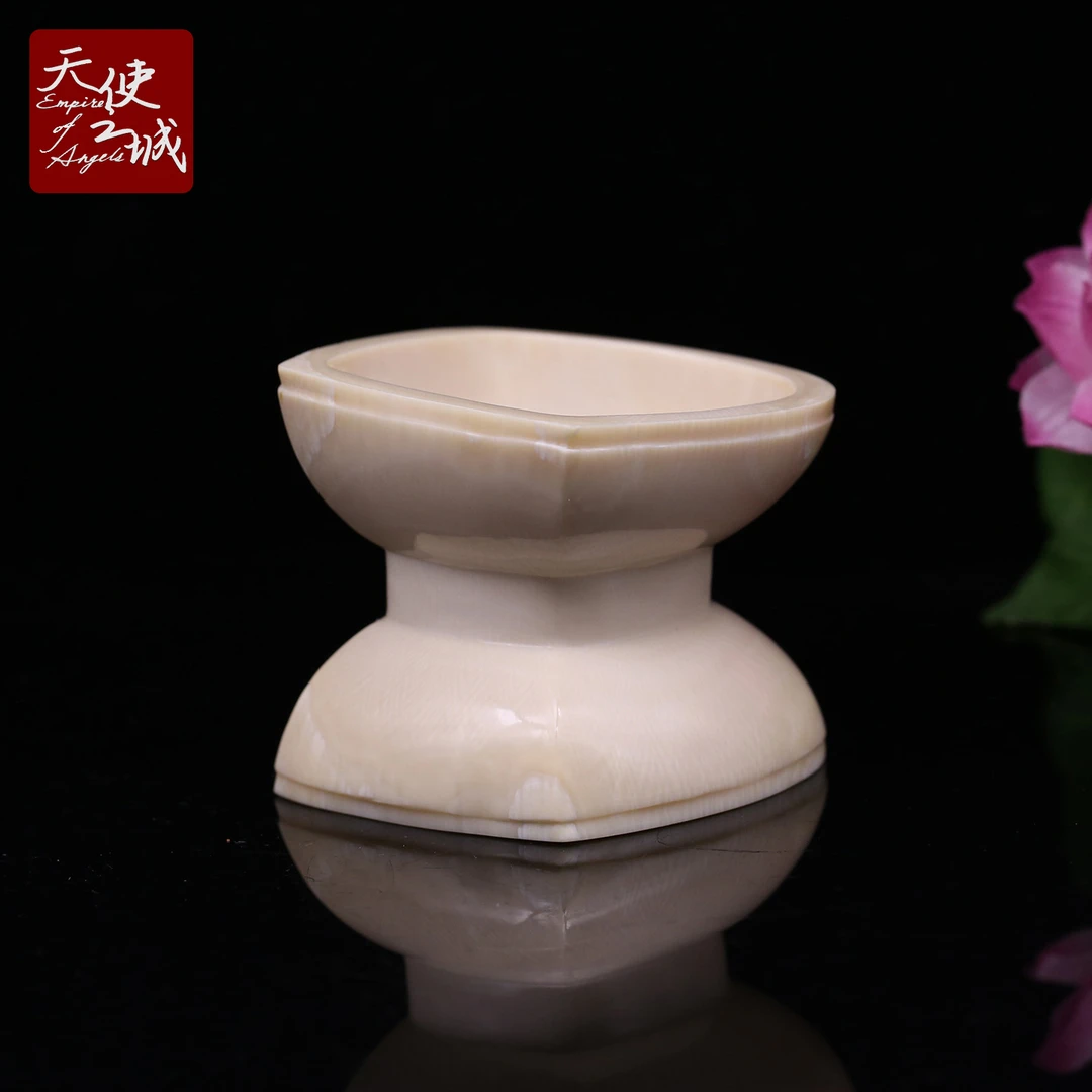 天然猛犸象牙手鼓满纹冰料一体精雕