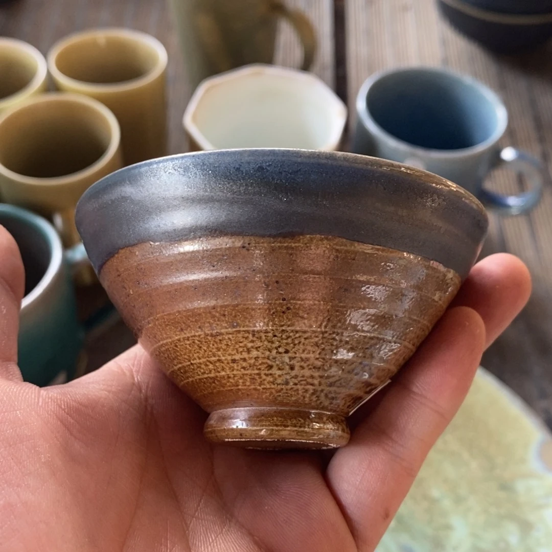 浪鬼家釉绘柴烧杯