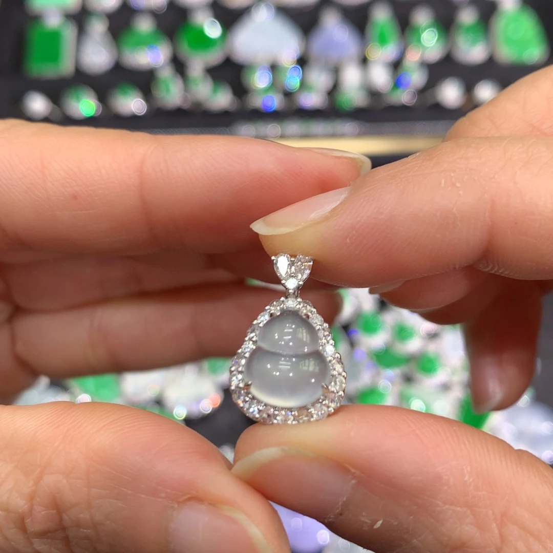 翡翠18K金镶嵌吊坠(不含链)