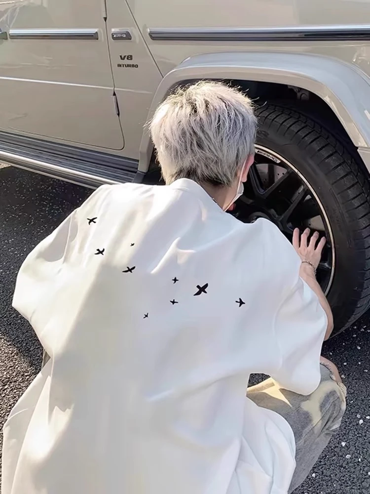 重磅短袖T恤男款2025新款夏季潮流纯棉青少年美式潮牌宽松版半袖