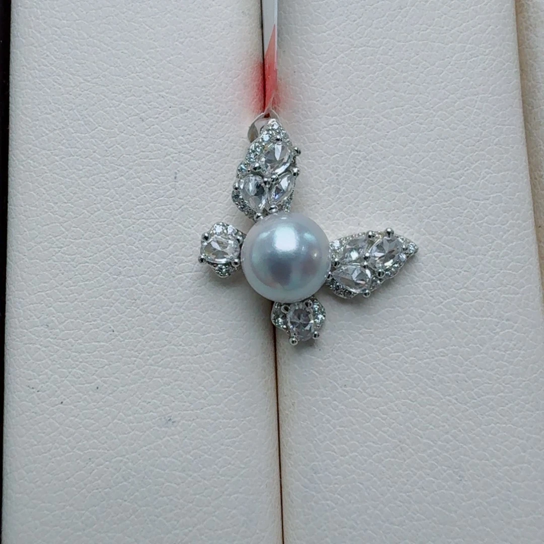 海水珍珠银S925镶嵌颈饰@@yd301