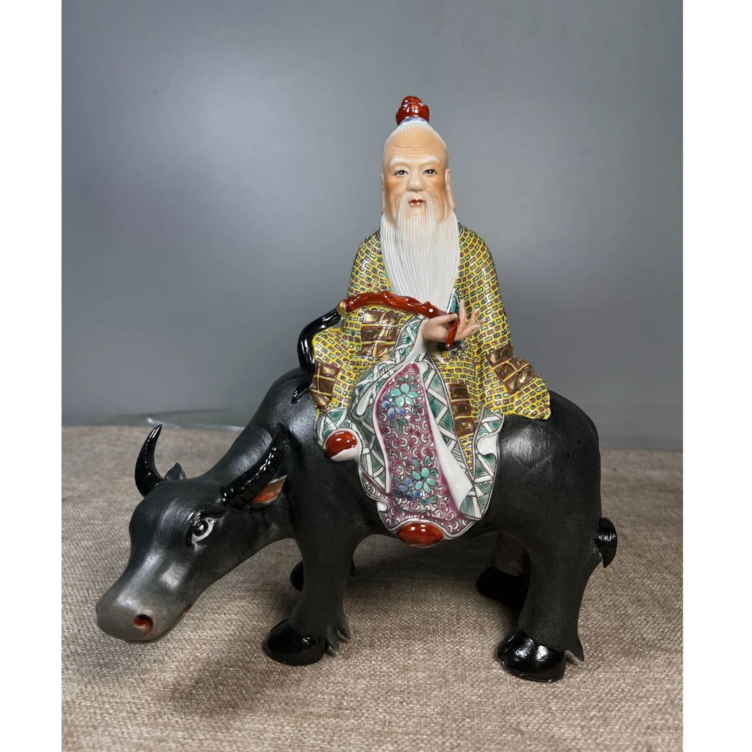 太上老君景德镇老厂货早期雕塑瓷厂手工雕刻道德天尊中式老子摆件