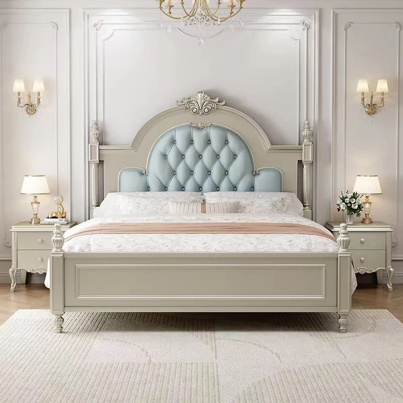 法式高档轻奢主卧床大气美式婚床欧式公主双人床现代简约实木床