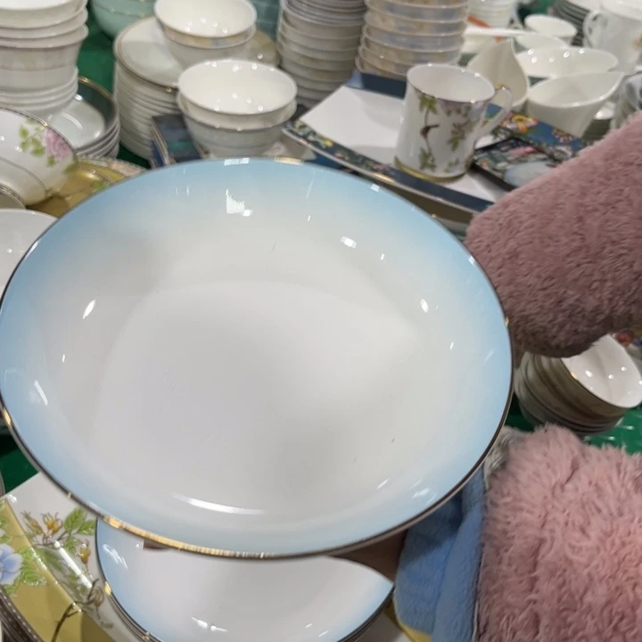 瓷片渐变蓝八寸深盘六个哇塞