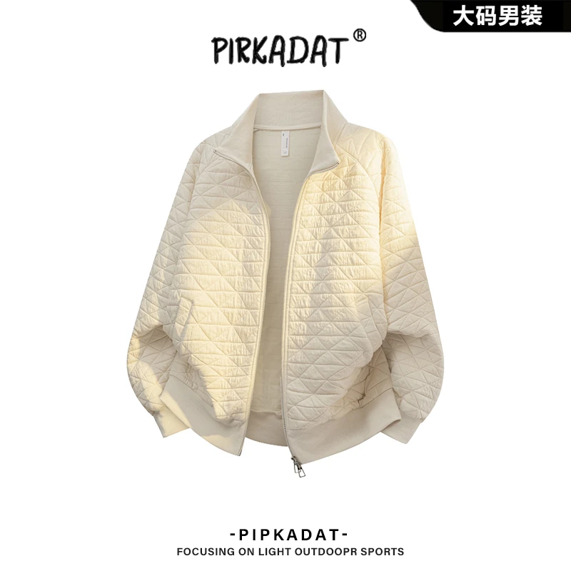 Pirkadat秋季新款立领开衫拉链夹克男美式复古小众休闲宽松外套男