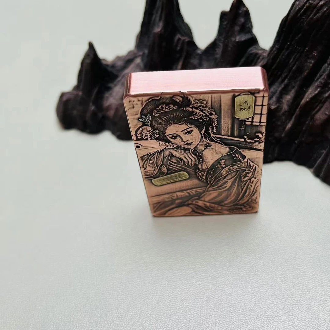 帕伽尼3500紫铜镶嵌西施一体煤油打火机