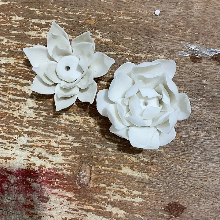 瓷片纯手工陶瓷花摆件瑕
