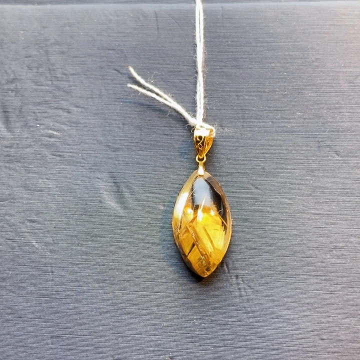 颈饰18K金镶嵌发晶天然钛晶马眼锁骨链吊坠