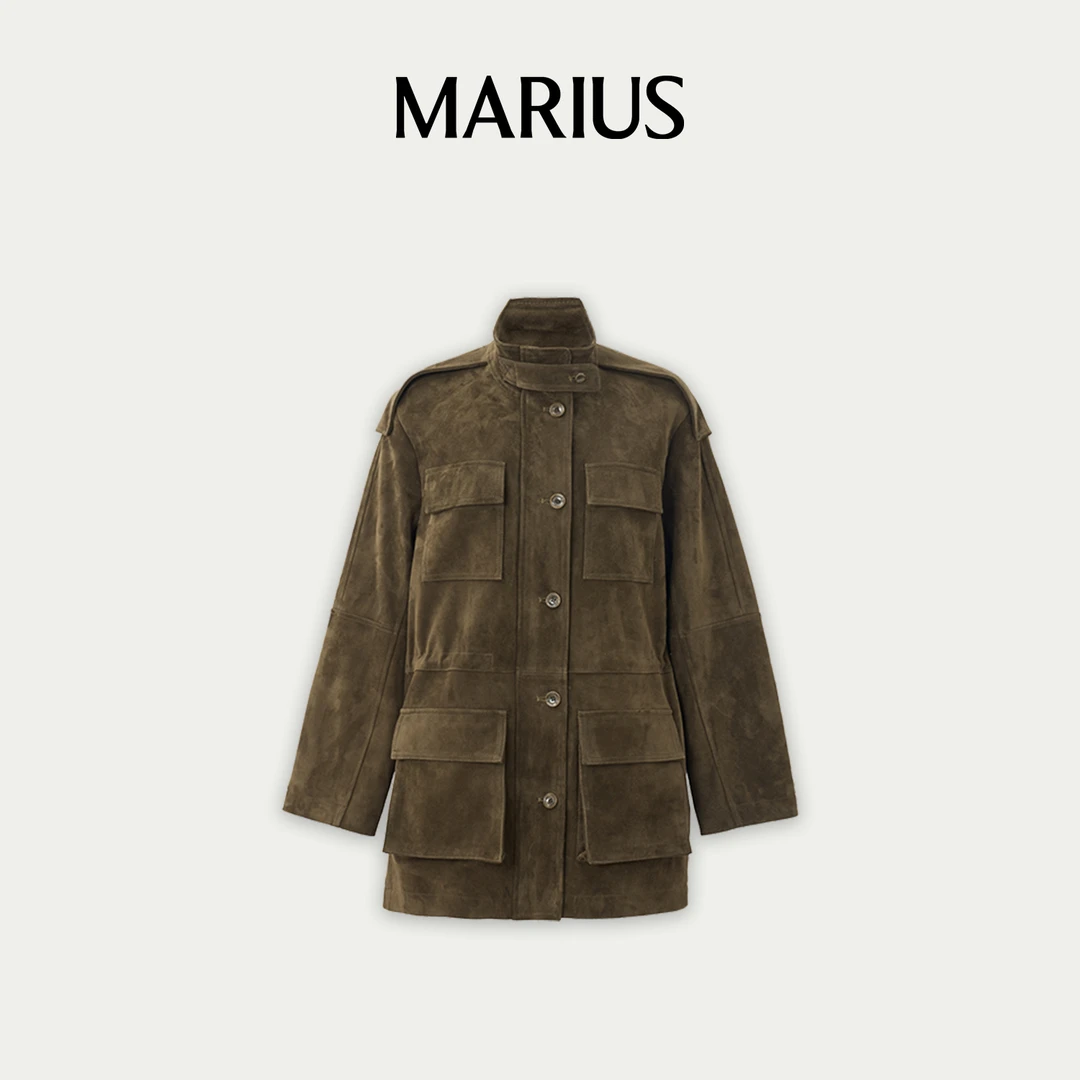MARIUS"探路者"猎装中长时尚休闲皮夹克女