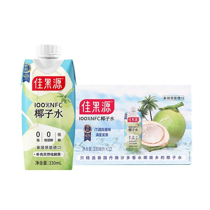 【25年10月7日到期】佳果源泰国原装进口椰子水330ML*12瓶