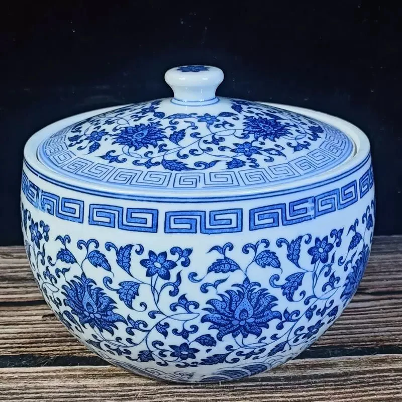 景德镇陶瓷青花缠枝莲罐密封罐3斤装
