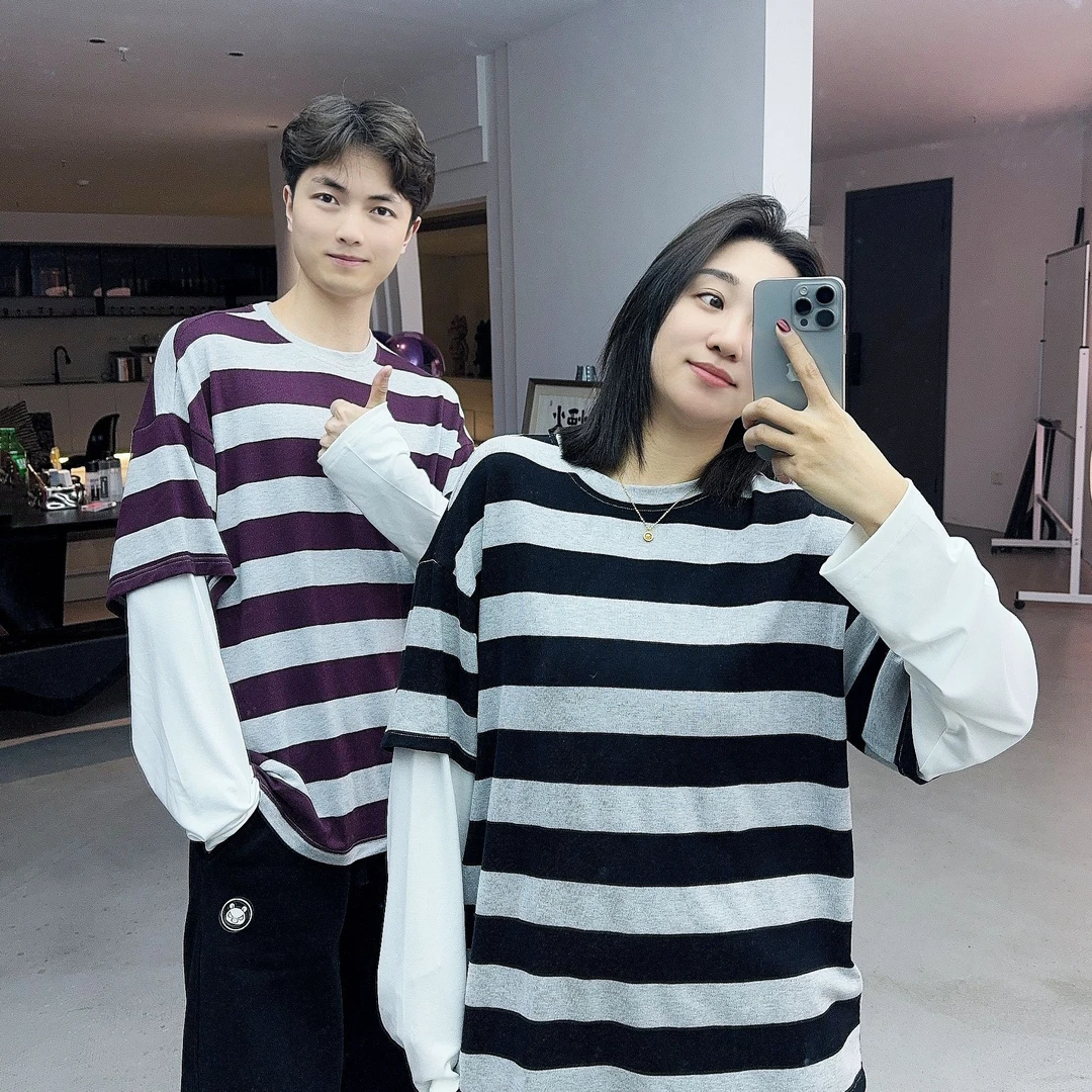 【巧克力千层】假两件T恤秋季条纹圆领潮儿童童装长袖打底 CY-BK770