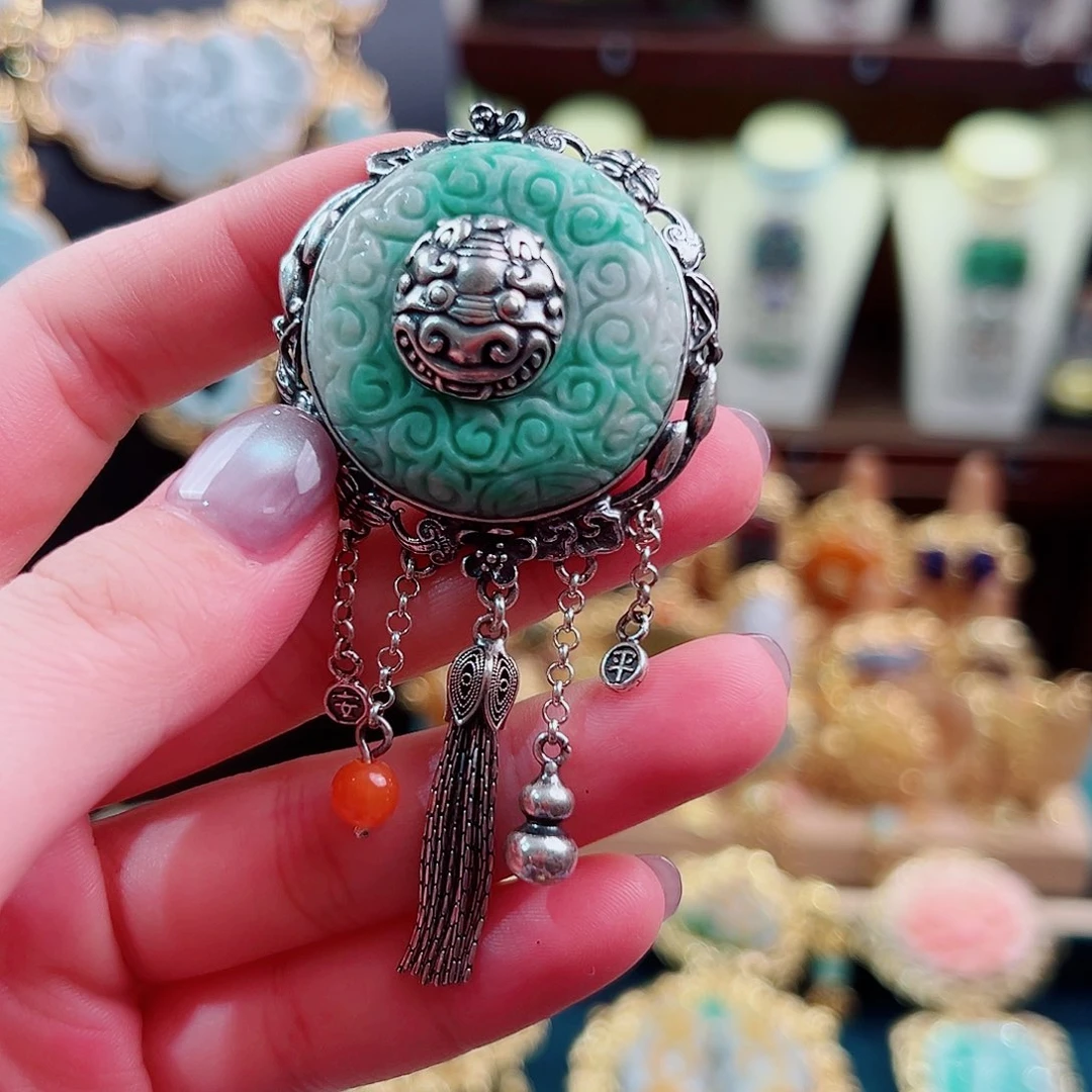 翡翠银S925镶嵌戒指/指环戒指