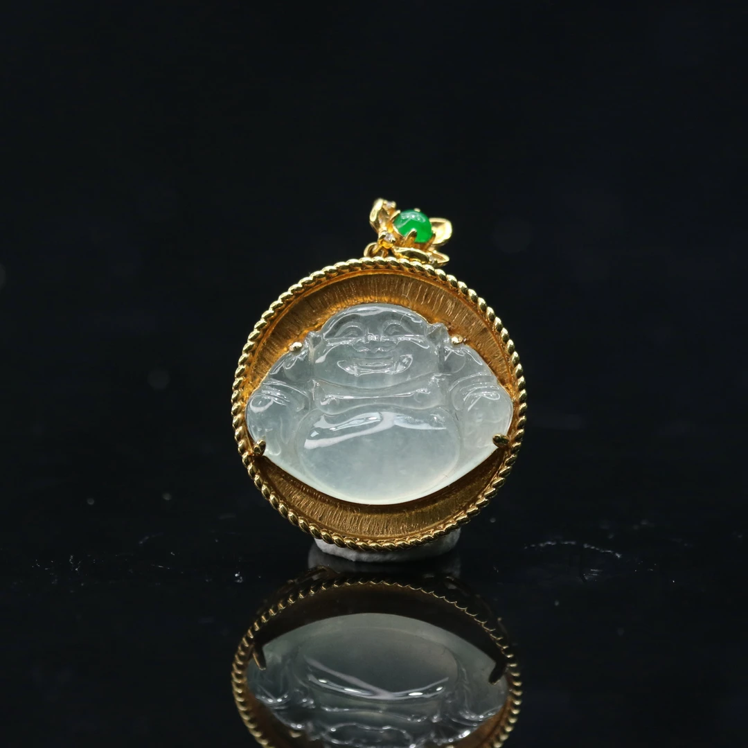 35天然缅甸翡翠A货18k佛公吊坠/301084/上海嘉禾拍卖