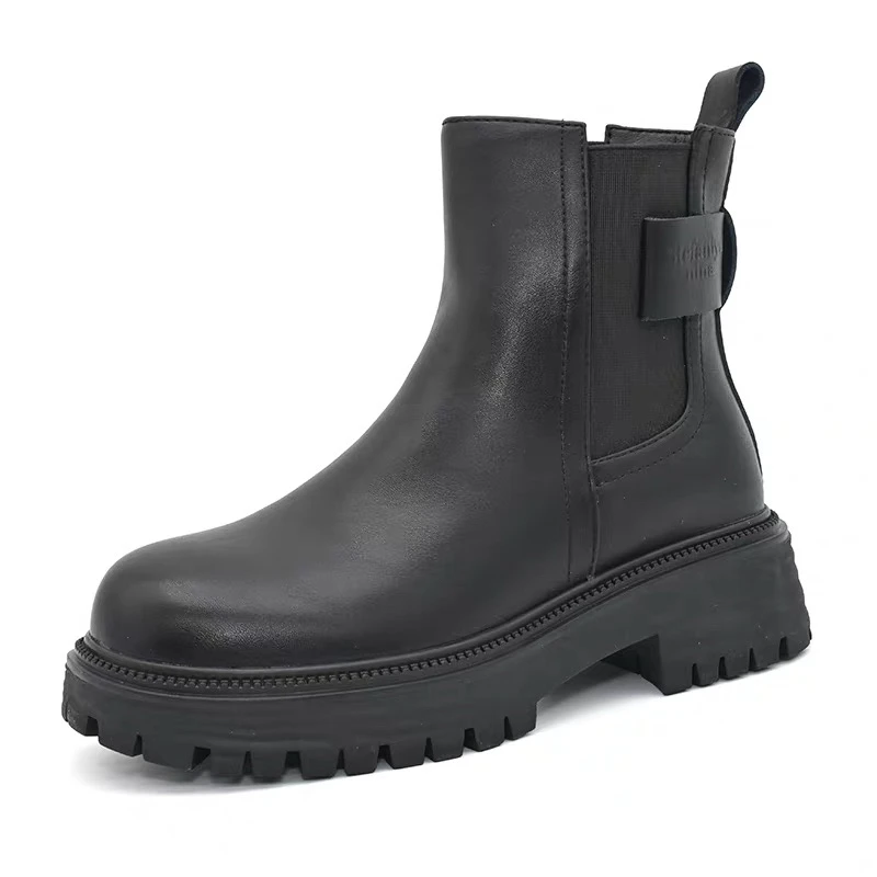 冬季新款烟筒靴3733时尚休闲中跟粗跟圆头舒适厚底短靴24D