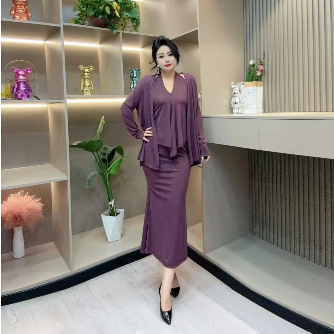 春季三件套-冠 3517时尚气质女人味纯欲风显瘦款胖MM大码女装新款