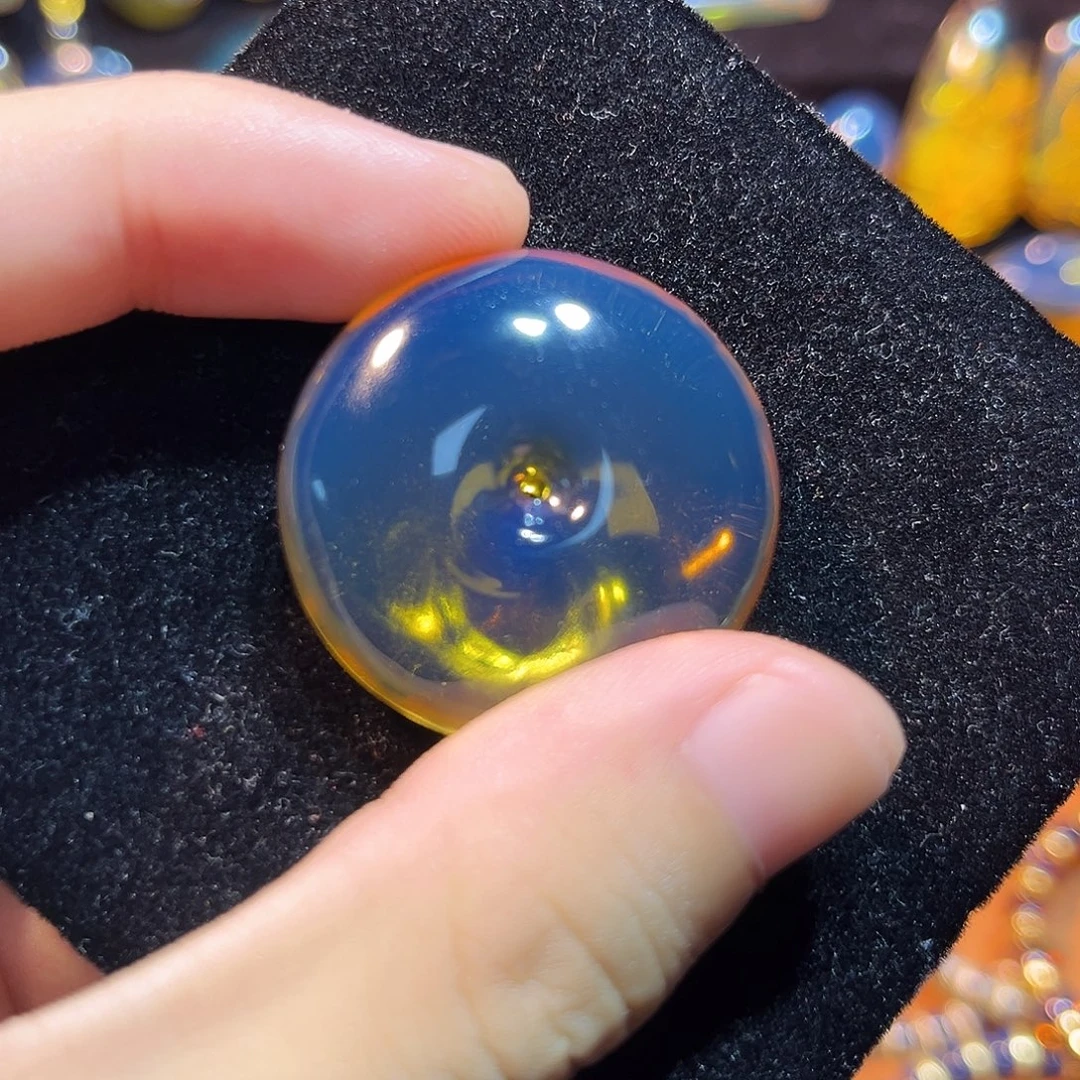 蓝珀未镶嵌珠宝奇石蓝珀平安扣