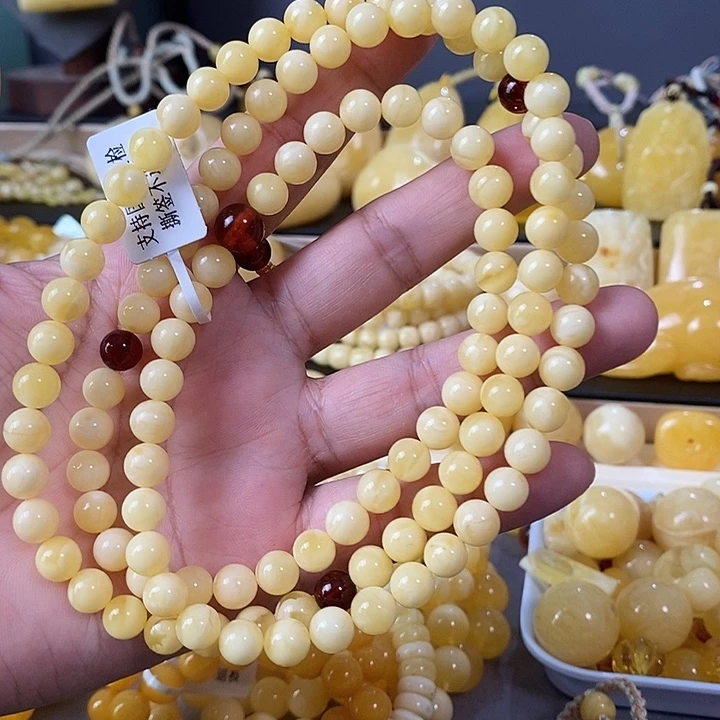 琥珀未镶嵌裸石手串