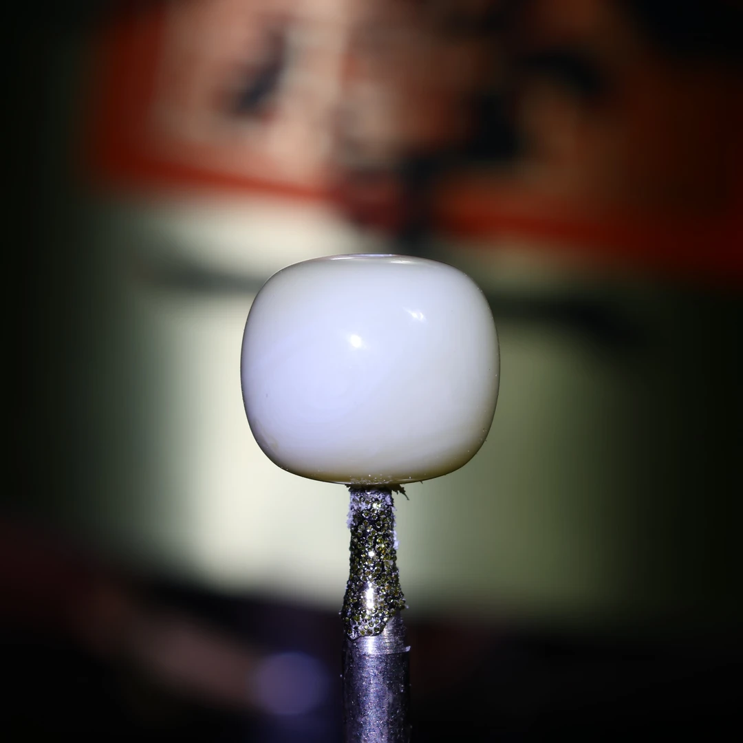 8m蜜蜡老型顶珠天然原矿瓷白花浓蜡老型珠子蜜蜡配饰8.8*7.8/A501