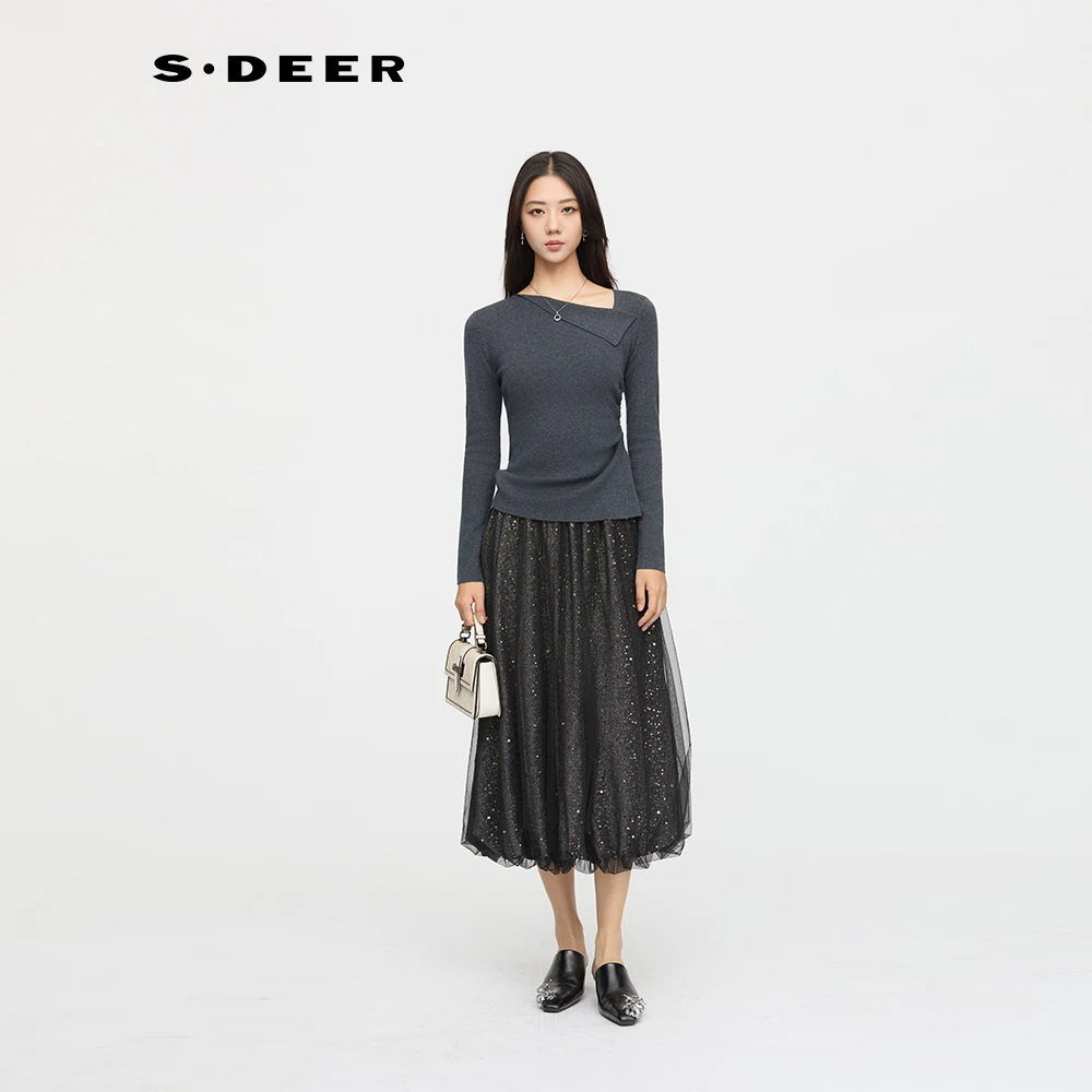 S·DEER圣迪奥25年新款法式高级感气质修身显瘦打底衫S253Z3511