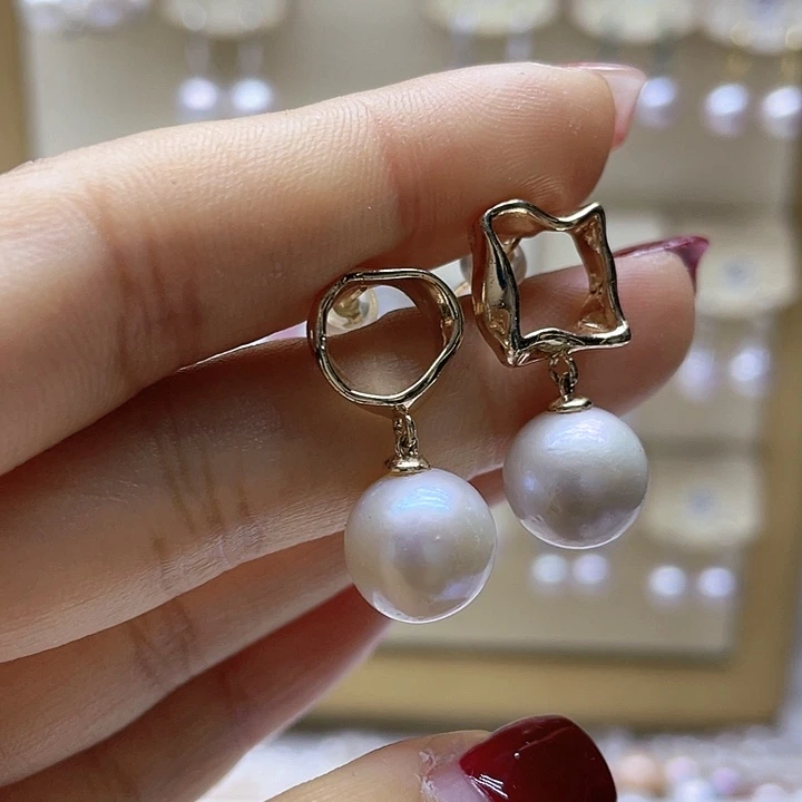 淡水珍珠耳饰银S925镶嵌