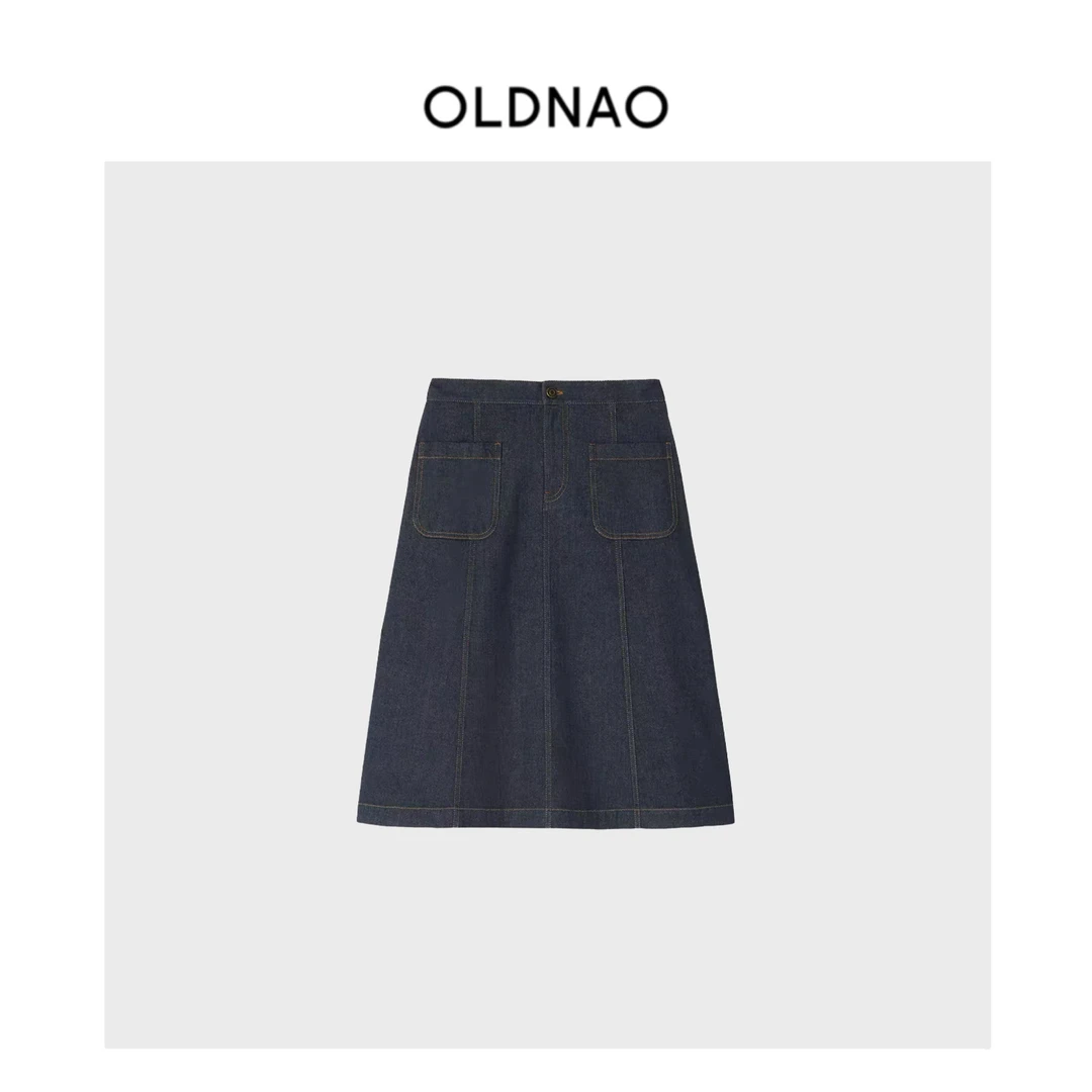 【OLDNAO】品牌订单线土壤牛仔棉弹牛仔布半身裙-CC-N1300IC