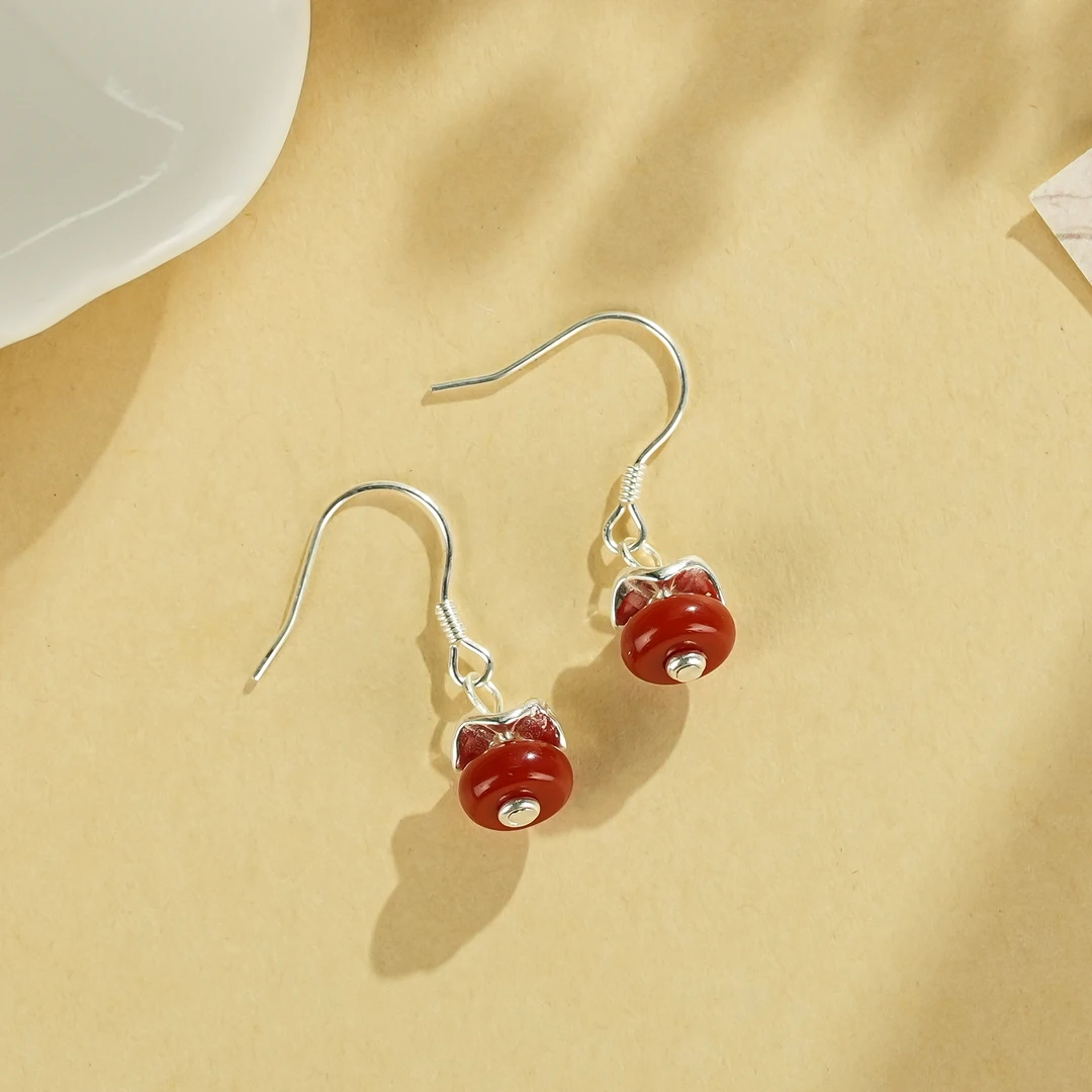 周西西精美珠宝南红耳钩7mm时尚气质百搭多样性发一对20661