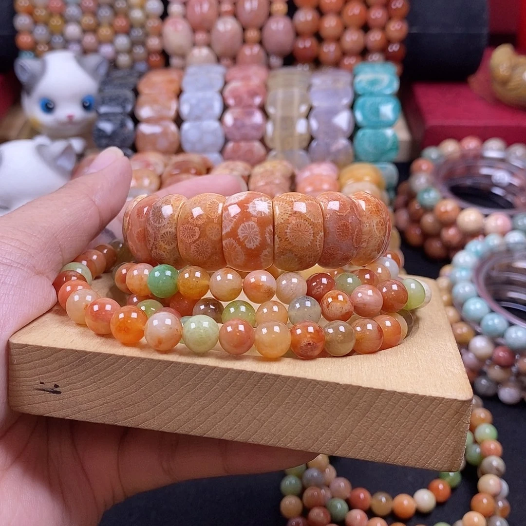 t***o硅化珊瑚（珊瑚玉）手牌未镶嵌