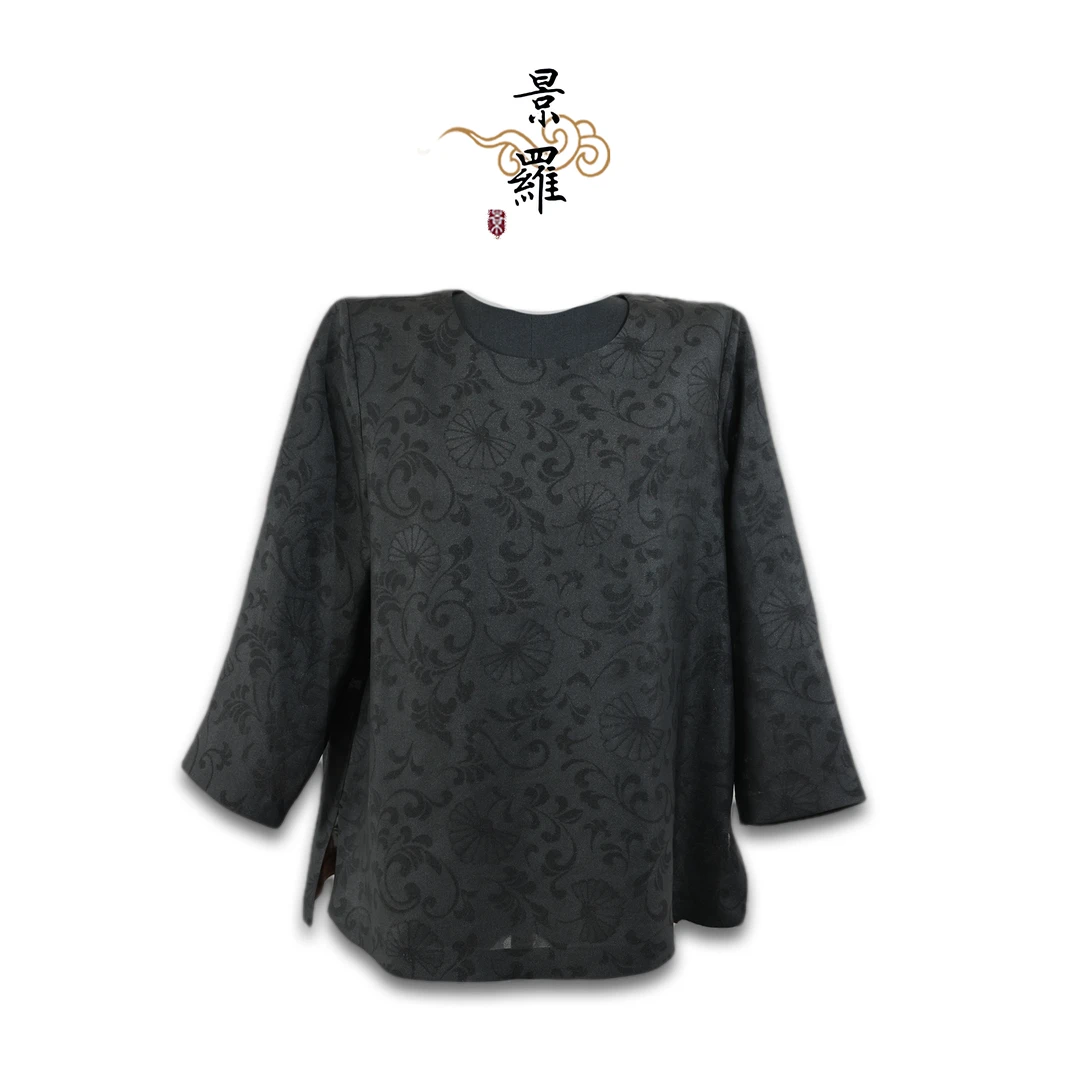 景罗手工高定【华花郎】夏季新国风新中式女士桑蚕丝上衣G01001