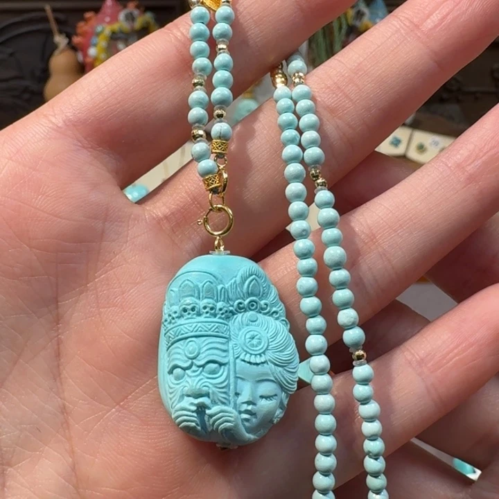 绿松石18K金镶嵌项链扎基