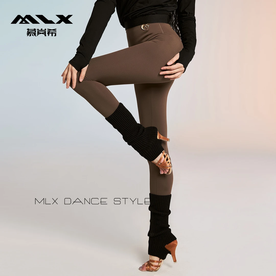 慕岚希拉丁舞服成人女裤子舞蹈高腰提臀修身长裤高弹力打底裤6761