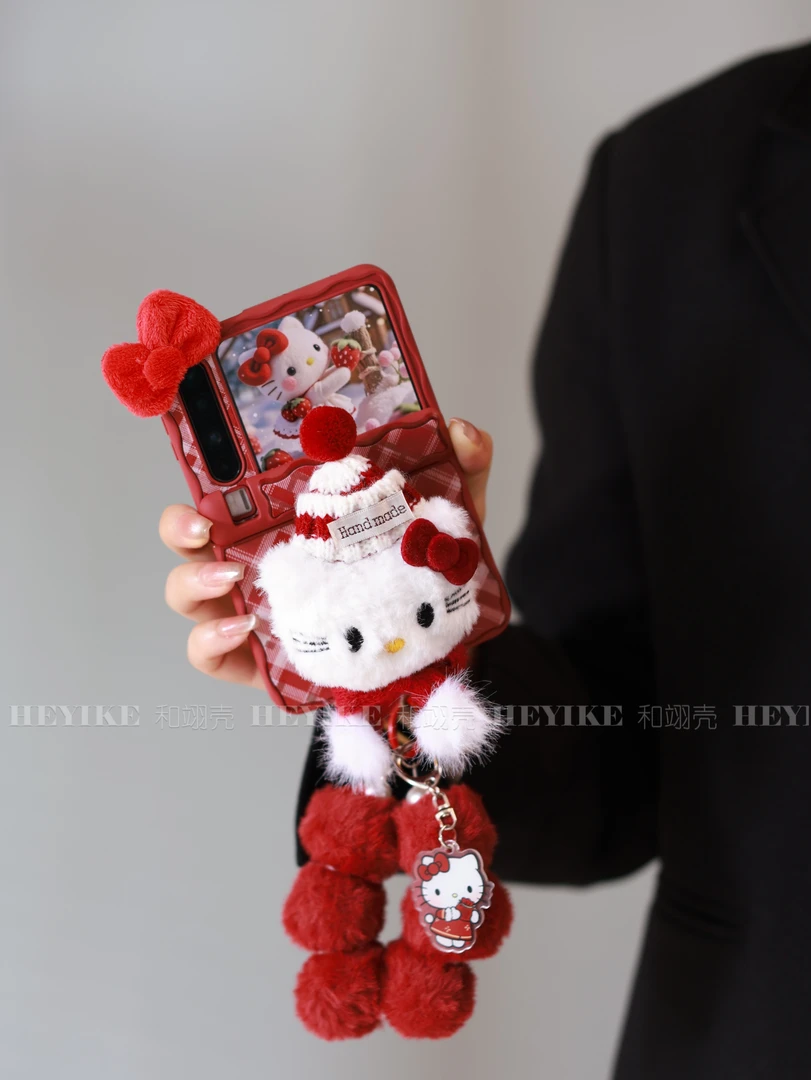 新年毛绒KT磁吸适用华为purax手机壳典藏版折叠屏防摔Purax红色