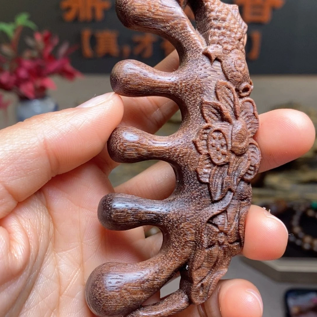 沉香木手串越南芽庄白棋楠玉化梳子