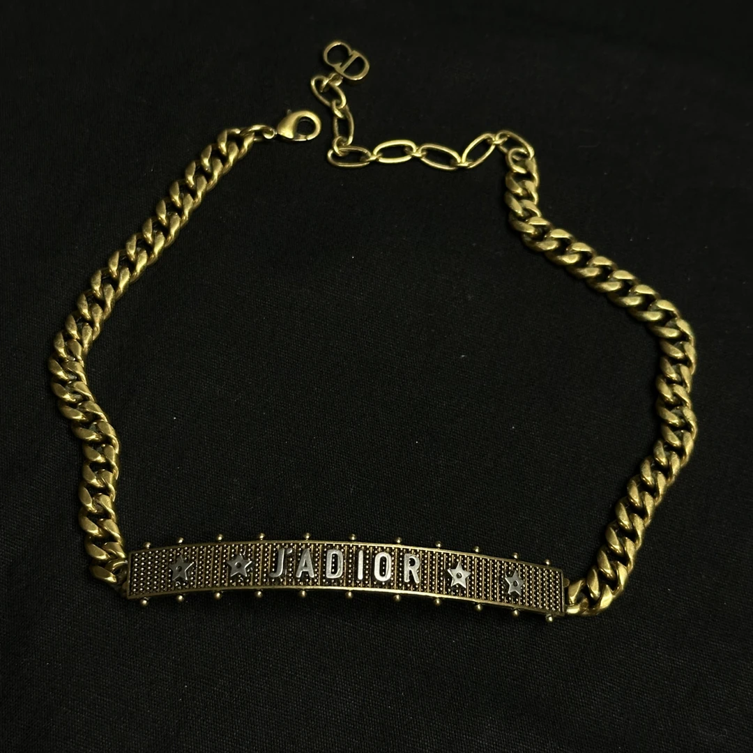 95新 DIOR/迪奥 复古星星铭牌项链/JJ5090920