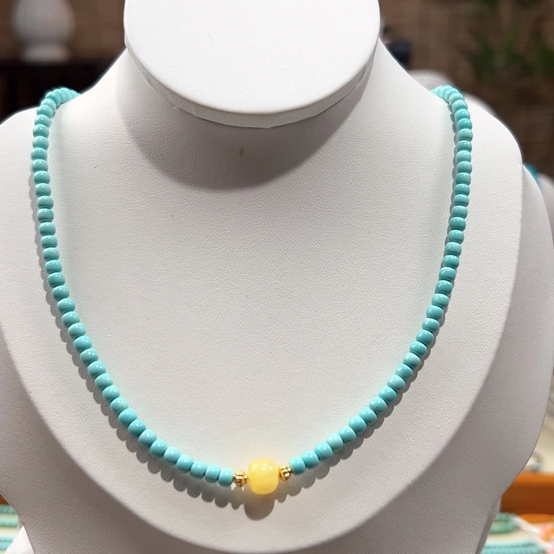 绿松石未镶嵌23老型锁骨链放漏卡3+