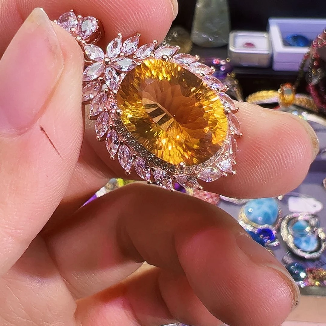 颈饰银S925镶嵌黄晶