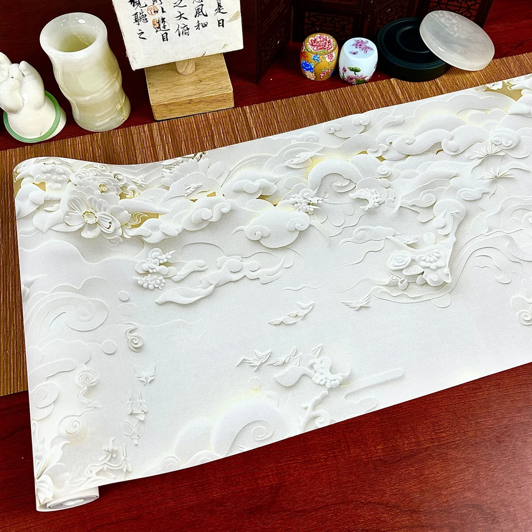【蜡染浮雕祥云】34cm*10m半生熟长卷一卷