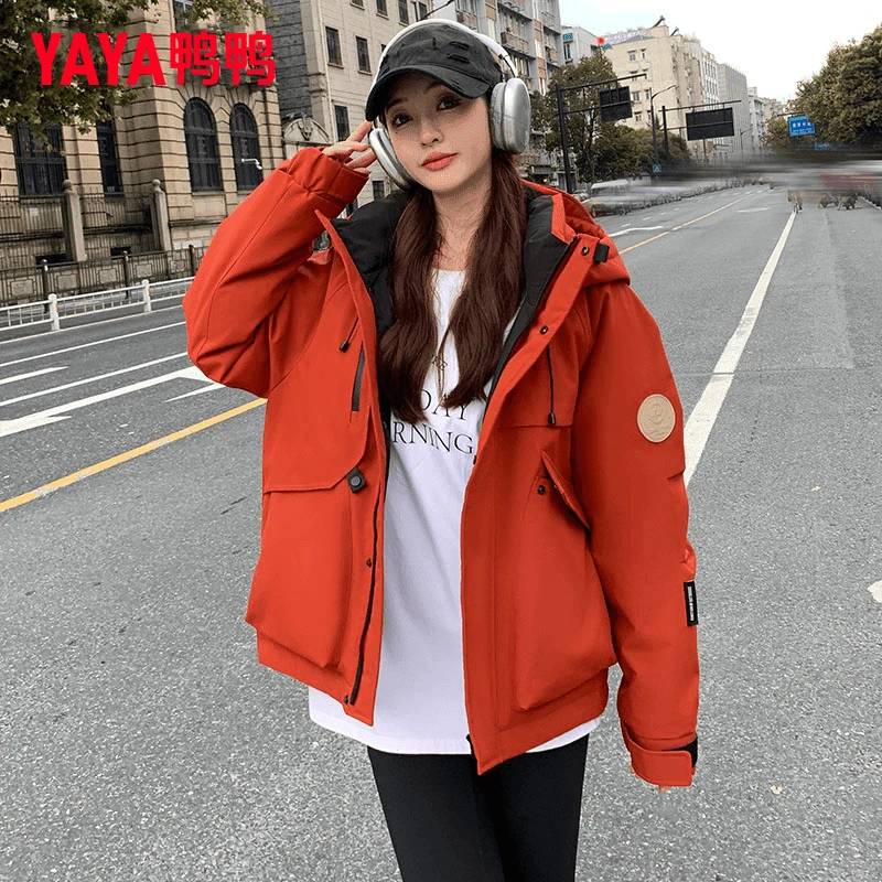YAYA/鸭鸭女短款秋冬时尚百搭纯侣保暖外套YE4B006337P