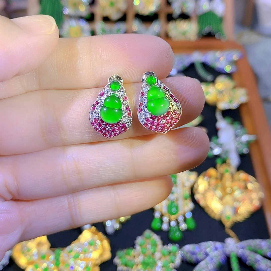 吊坠(不含链)银S925镶嵌翡翠