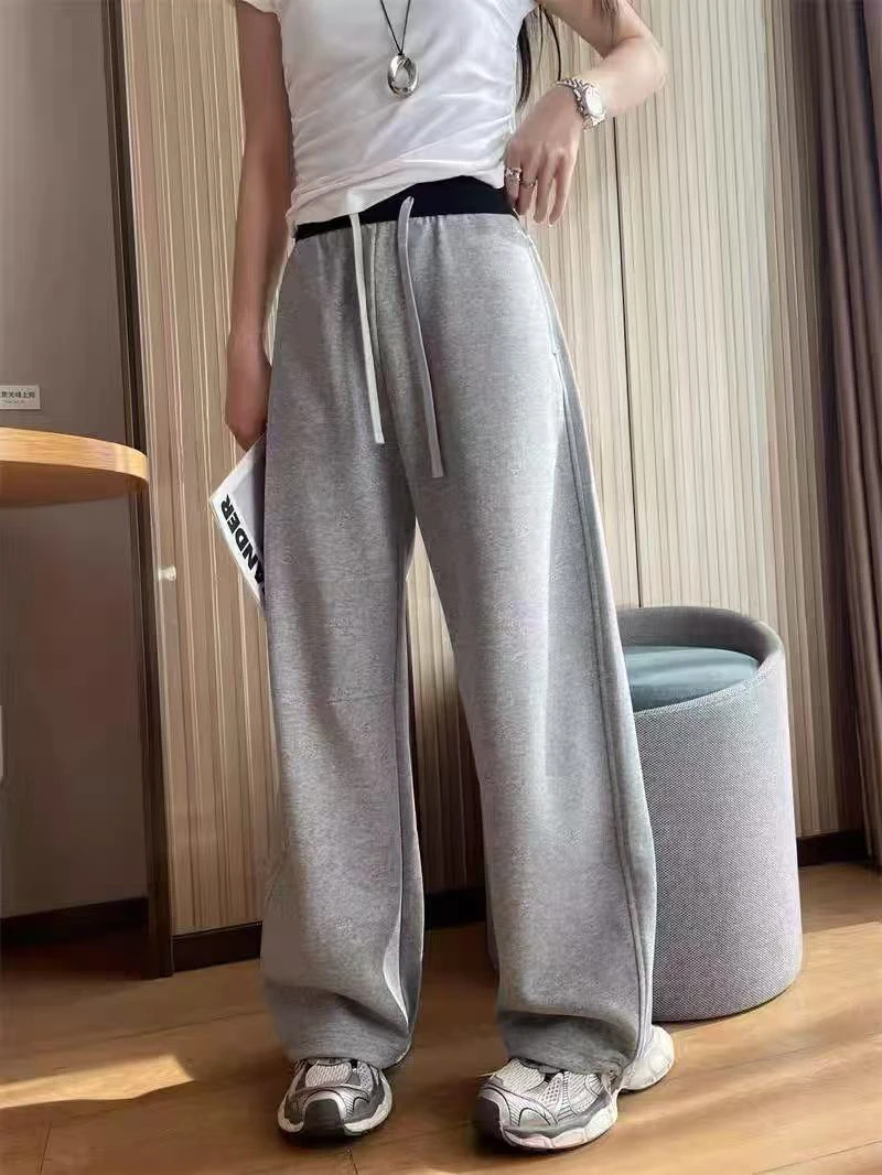 米粒家KK春夏款显瘦百搭两穿卫裤直筒裤