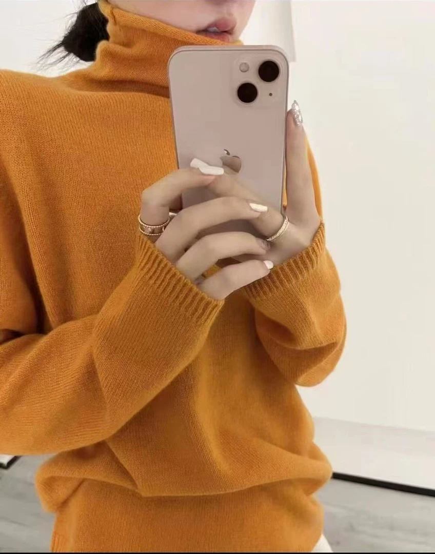 针织长袖冬季百搭立领时尚毛针织衫ins衫宽松堆堆领加厚1208