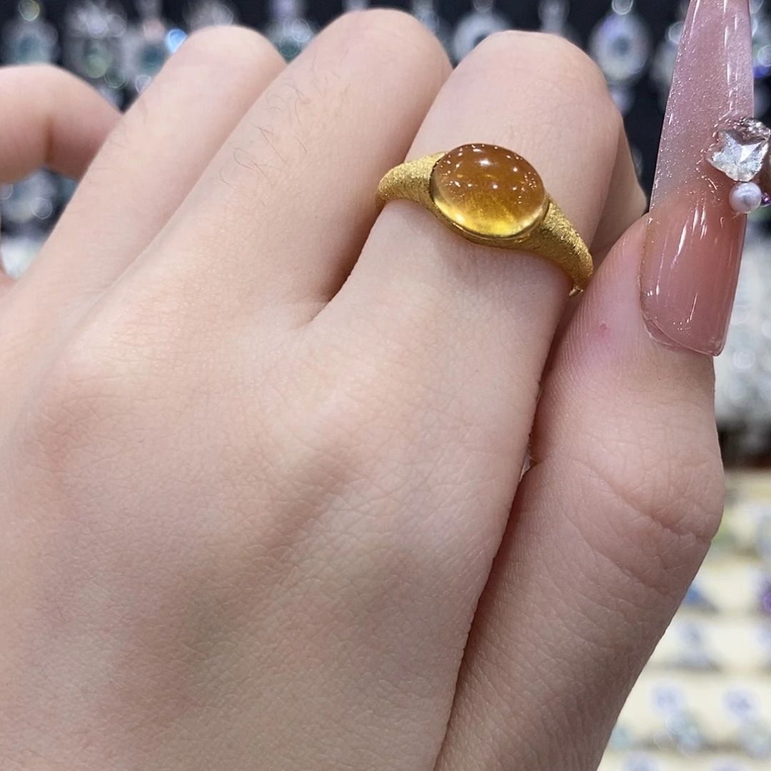 戒指黄晶银S925镶嵌