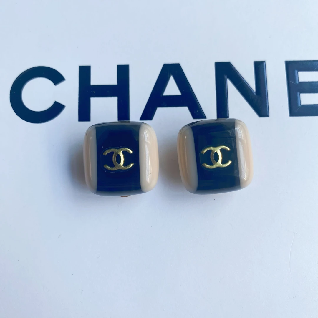 95新 Chanel/香奈儿 Chanel vintage香奈儿中古亚克力拼色耳夹
