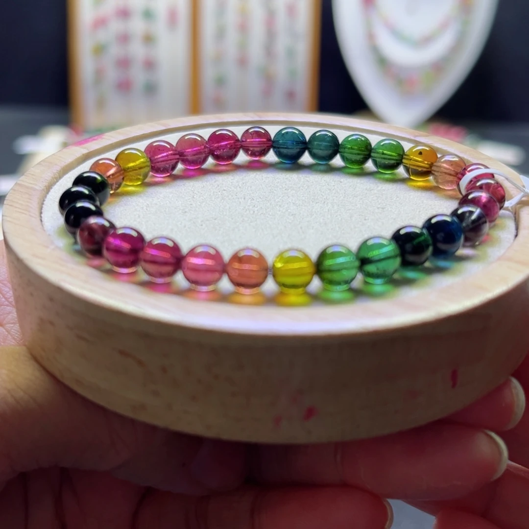 未镶嵌碧玺手链老矿6.4mm